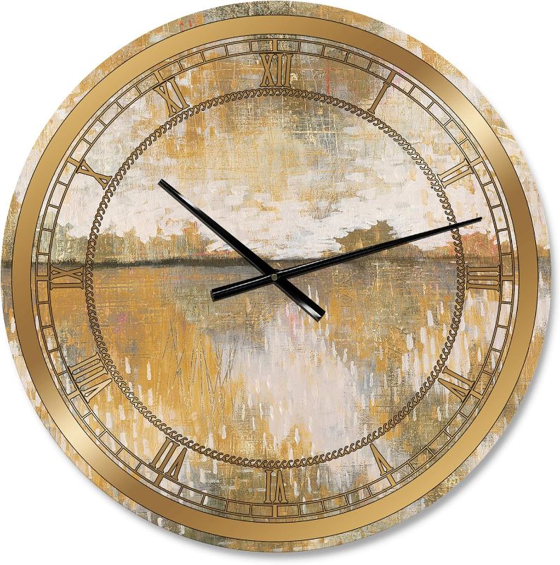 Photo 1 of 
DesignQ Glam Wall Clock 'Glam Cream and Brown Curious Sky' Glam Large Wall Clock for Living Room Decor, 23x23, (CLOCK30779)
Size:23x23
Color:Brown