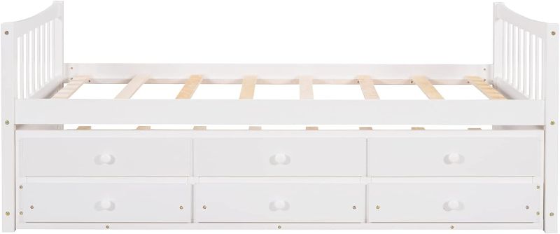 Photo 1 of 
Harper & Bright Designs Daybed with Trundle and Storage Drawers,Wood Twin Captains Bed, Trundle Daybed with Storage for Kids Teens or Adults (Twin)...
Color:White
Size:Twin