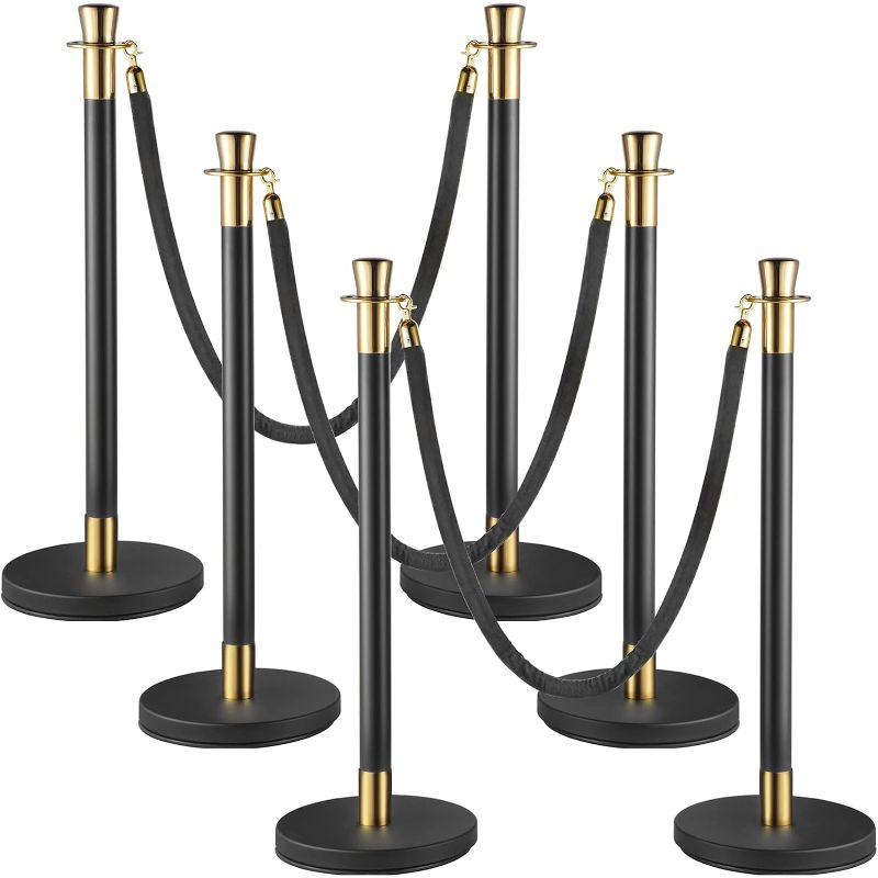 Photo 1 of 
VEVOR Crowd Control Stanchion, Stanchion and Velvet Rope Set of 6 Pieces, Stanchion Set with 5 ft/1.5 m Black Velvet Rope, Black Crowd Control Barrier...
