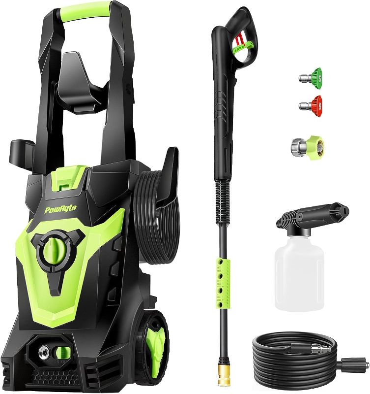 Photo 1 of 
PowRyte Electric Pressure Washer, Foam Cannon, 4 Different Pressure Tips, Power Washer, 3500 PSI 2.4 GPM, Green (PM2G3500)