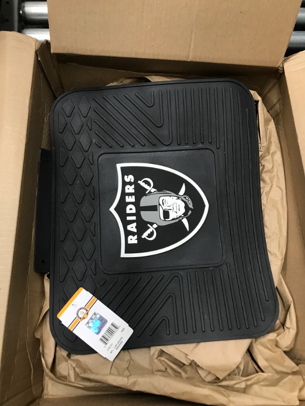 Photo 2 of FANMATS 9985 Las Vegas Raiders Back Row Utility Car Mat - 1 Piece - 14in. x 17in., All Weather Protection, Universal Fit, Molded Team Logo Rear