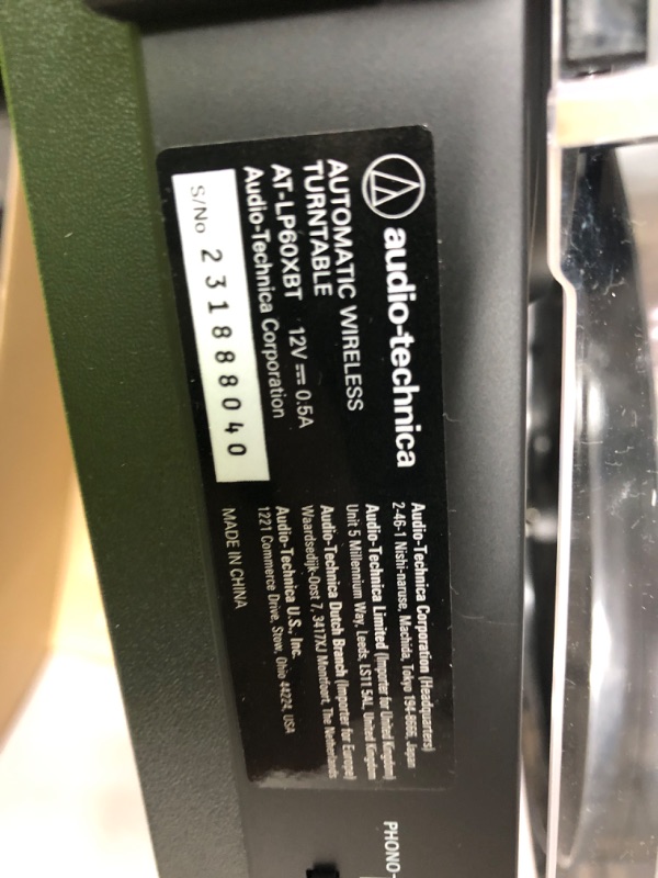Photo 1 of Audio-Technica AT-LP60XBT-BK Fully Automatic Bluetooth Belt-Drive Stereo Turntable, Black, Hi-Fi, 2 Speed, Dust Cover, Anti-Resonance, Die-cast Aluminum Platter Black Wireless Turntable