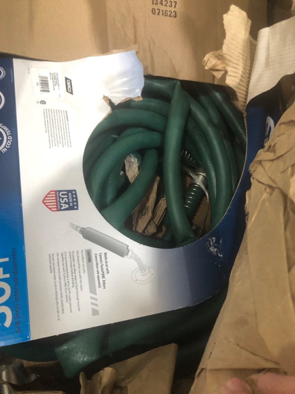 Photo 2 of Camco EvoFlex 50-Foot Drinking Water Hose | Features an Extra Flexible Construction, Stainless Steel Strain Reliefs, and is Ideal for RVing, Gardening, Washing Pets, and More | Green (22585)