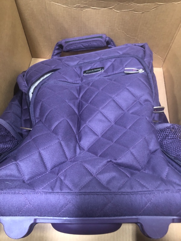 Photo 3 of **USED**
Rockland Melrose Upright Wheeled Underseater Carry-On Luggage, Purple, 16-Inch Carry-On 16-Inch Purple