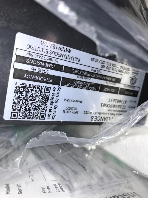 Photo 2 of GE APPLIANCES 18 kW 240v Whole Home Tankless Water Heater | Electric Water Heater with Digital Temperature Control 18000 Watts | 3.8 Gallons per Minute, Diamond Gray (GE18SNHPDG) 18 Kilowatts