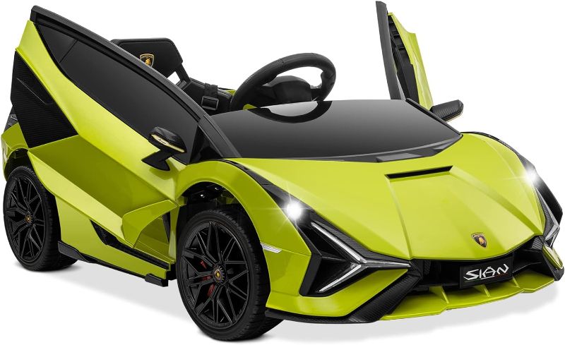 Photo 1 of [FOR PARTS, READ NOTES]
Kidzone Kids 12V Electric Ride On Licensed Lamborghini Sian Roadster Carbon Fiber Textured Motorized Toy Car with Remote Control, Wheels Suspension, LED Lights & Music – Green