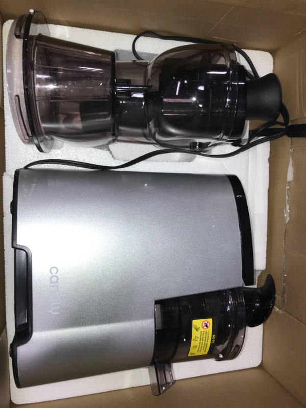 Photo 2 of Masticating Juicer, 300W Professional Slow Juicer with 3.5-inch (88mm) Large Feed Chute for Nutrient Fruits and Vegetables, Cold Press Electric Juicer Machines with High Juice Yield, Easy Clean with Brush Silver