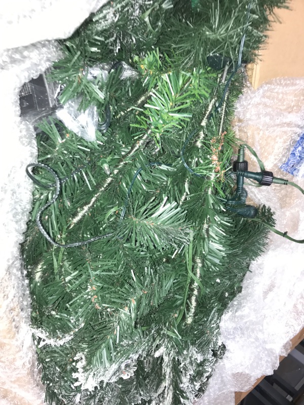 Photo 2 of 6.5-Ft. Clear LED String Lighting Flocked Alaskan Pine Christmas Tree