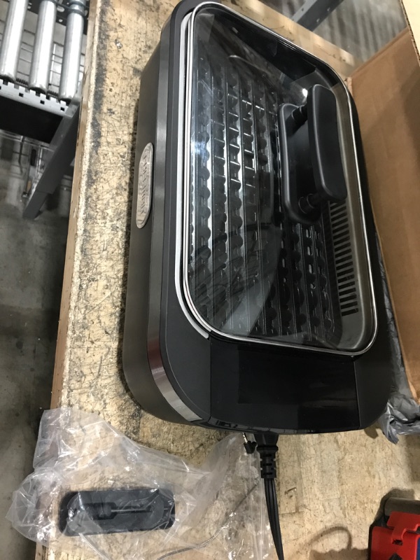 Photo 1 of ***POWERS ON**** Chefman AccuGrill Smokeless Indoor Grill, Virtually Smoke-Free with Removable Integrated Probe Cooking Thermometer for Perfect Doneness Every Time, Large Nonstick Grill Plate Indoor Smokeless Grill with Temperature Probe