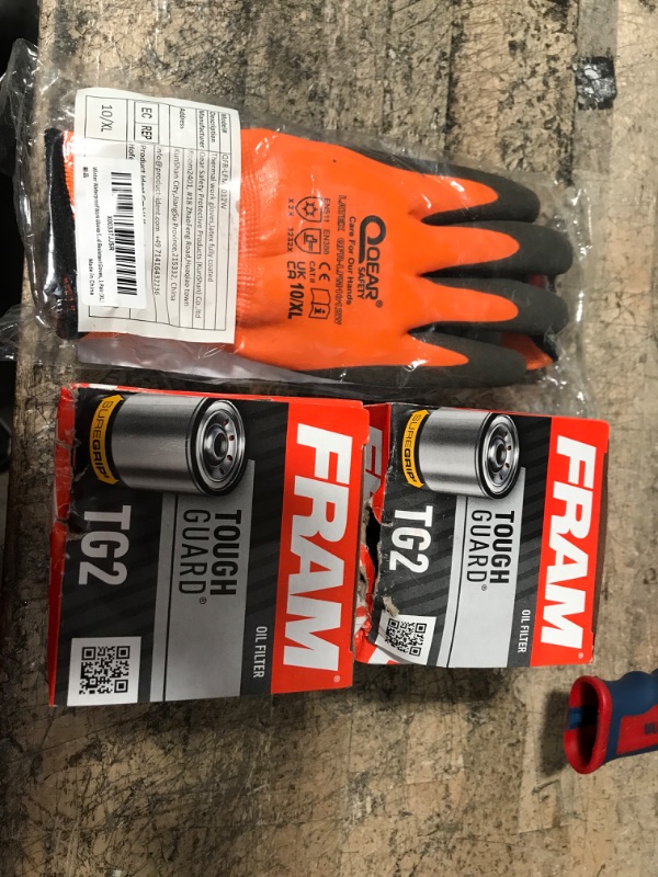 Photo 1 of 3 ITEMS OIL FILTER/GLOVES BUNDLE