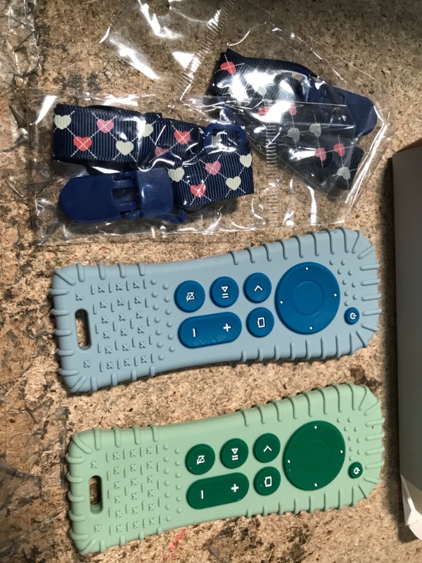 Photo 1 of  2 PACK TOYS BABY TEETHING RINGS REMOTE CONTROLS  BLUE GREEN  -- 2 ITEMS 