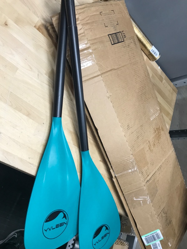 Photo 2 of **MISSING MIDDLE POLE** YVLEEN SUP Paddle Board Paddle?Stand up Paddleboard Paddles Adjustable Aluminum 4-Piece Floating Kayak Paddle?Convertible Paddle E?4-Piece Paddle (Lake Blue)