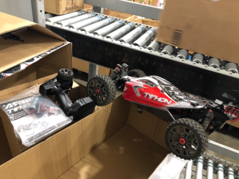 Photo 1 of ARRMA 1/8 Typhon 4X4 V3 3S BLX Brushless Buggy RC Truck RTR (Transmitter and Receiver Included, Batteries and Charger Required), Red, ARA4306V3