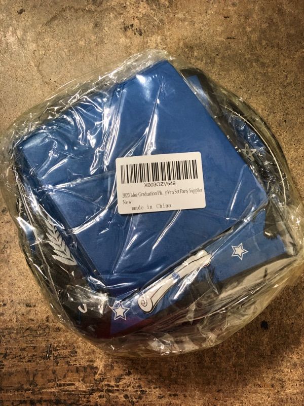 Photo 2 of 2023 Blue Graduation Plates and Napkins Set Party Supplies for 50 Guest- 200pcs Class of 2023 Grad Party Tableware kit Include Dinner Plates Dessert Plates Napkins for Congrat Grad Party Decorations