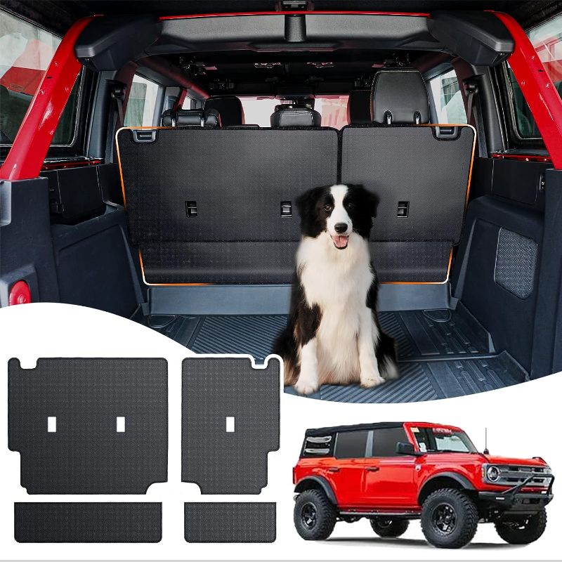 Photo 1 of (2PK BUNDLE) Octomo Back Seat Protector for Ford Bronco 2023 2022 2021 4 Door, Rear Backrest Mats Split Cover Liner for Bronco Accessories, Black 4PCS 