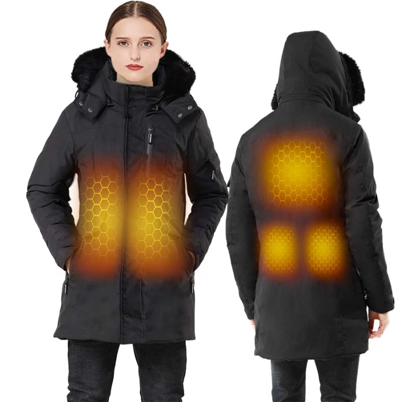 Photo 1 of Genovega Size LARGE Black Womens Heated Jackets Windbreaker Winter Coat Jacket Women Battery Pack, USB Electric Rechargeable Thermal Travel Clothing Sweater Sweatshirt Vests, Ideal Christmas Gift for Mather Mom Husband Grandma