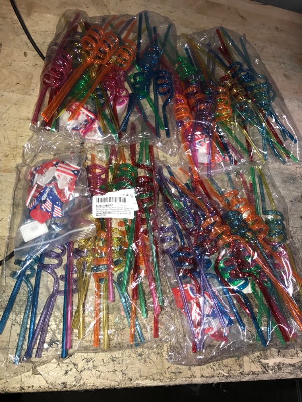 Photo 3 of (4PK BUNDLE) MDDRUIQI Patriotic Party Supplies Patriotic Party Accessories for Kids,24Pcs Patriotic Decorations,Patriotic Straws Decor for Outdoor Home Outside 4th of July Straws