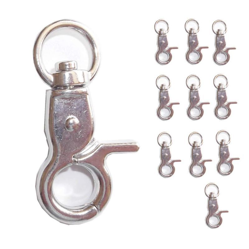 Photo 1 of (4PK BUNDLE)  Metal Trigger Snap Clip Hooks, Sturdy Alloy Scissor Lobster Claw Trigger Snap Clasp Swivel Eye 360 Degree Rotation Locking Buckle, 10pcs Silver (1.73")