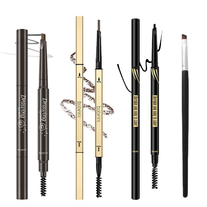 Photo 1 of (3PK BUNDLE)  Natural and Long-Lasting 4-in-1 Eyebrow Pencil Set: Includes 3 Different Styles of Eyebrow Pencils and 1 Eyebrow Brush to Easily Create Perfect Brows#052301 (3# Medium Brown)