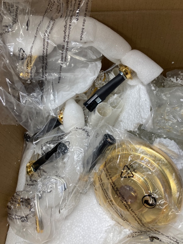 Photo 3 of *** FOR PARTS ***AGV LIGHTING CH001G Modern K9 Crystal Chandelier Light Fixture, Maria Theresa Light, 5-Lights, D20 x H18, Adjustable Chain 59", Gold Finish 5-lights Gold