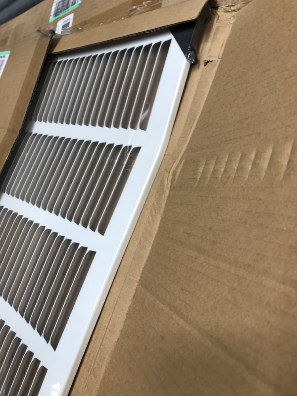 Photo 3 of * DENTED* Handua 32"W x 16"H [Duct Opening Size] Steel Return Air Grille | Vent Cover Grill for Sidewall and Ceiling, White | Outer Dimensions: 33.75"W X 17.75"H for 32x16 Duct Opening 32"W x 16"H [Duct Opening]
