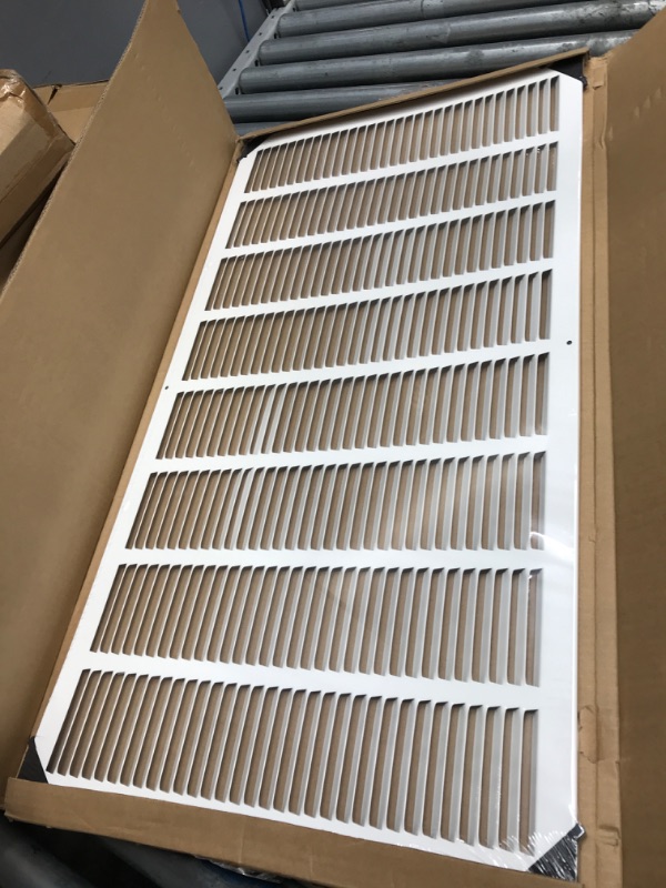 Photo 2 of * DENTED* Handua 32"W x 16"H [Duct Opening Size] Steel Return Air Grille | Vent Cover Grill for Sidewall and Ceiling, White | Outer Dimensions: 33.75"W X 17.75"H for 32x16 Duct Opening 32"W x 16"H [Duct Opening]