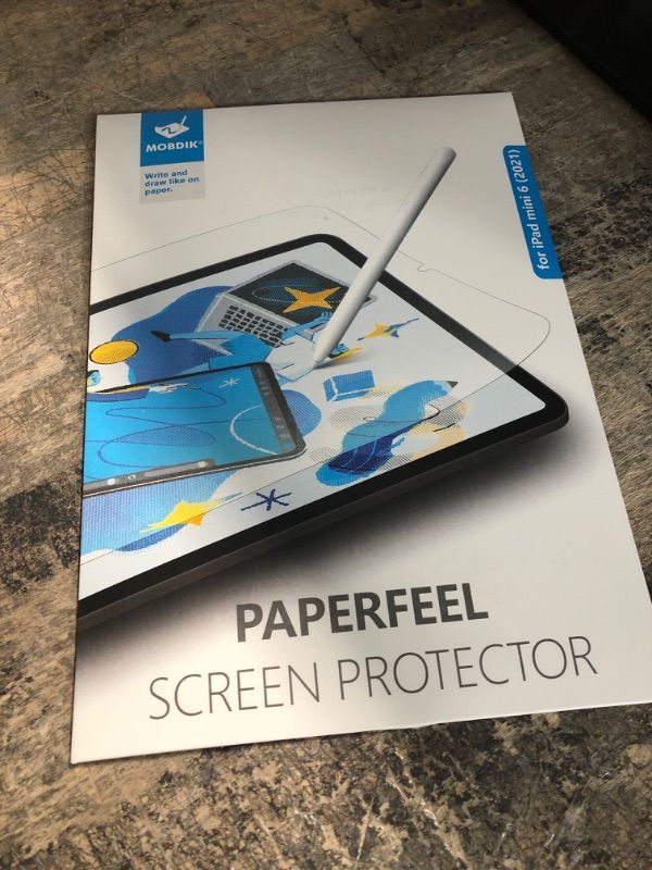 Photo 2 of MOBDIK Paperfeel Screen Protector Compatible with iPad Mini 6 2021 (6th Generation, 8.3 Inch), Anti-Glare/Scratch Resistant Matte Film for Drawing/Writing, Compatible with Apple Pencil