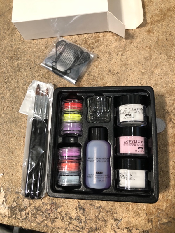 Photo 1 of Acrylic Nail Kit Contains Acrylic Powder Acrylic Nail Brush, Professional Nail Kit Acrylic Set Suitable for Beginners