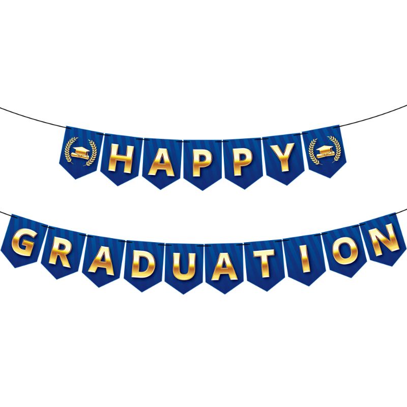 Photo 1 of 3 pack - KatchOn, Happy Graduation Banner 2023 - Large, 10 Feet, No DIY | Blue and Gold Graduation Banner, Police Academy Graduation Party Decorations 2023 | Blue Happy Graduation Decorations Class of 2023 BLUE.gold