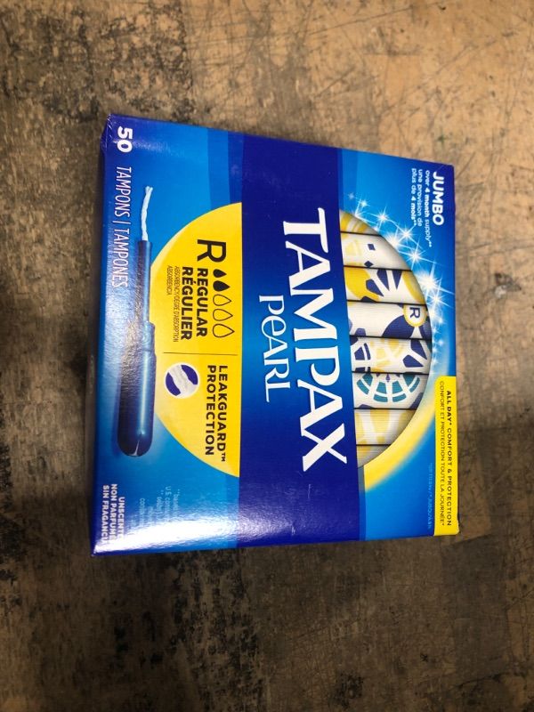 Photo 2 of Tampax Pearl Tampons Regular Absorbency, With Leakguard Braid, Unscented, 50 Count Regular (100ct)