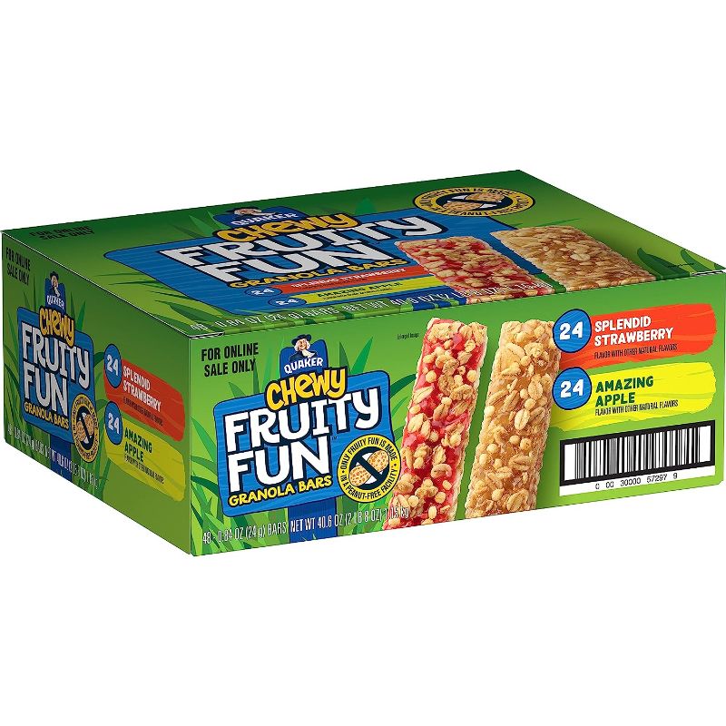 Photo 1 of ***EXP DATE JUL 13 2023*** Quaker Chewy Fruity Fun Granola Bars, 2 Flavor Variety Pack, Peanut Free Facility, 48 Count (Pack of 1)