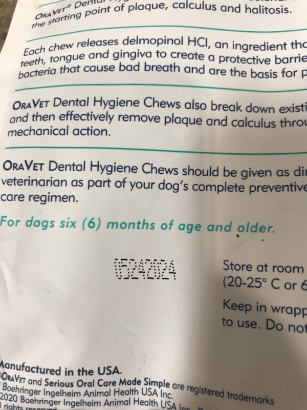 Photo 3 of ***EXP DATE 05/24/2024*** OraVet Dental Hygiene Chews for Small Dogs 10-24 lbs 30 Count (Pack of 1)
