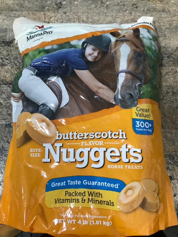 Photo 2 of ***EXP DATE 05/25/2023*** Manna Pro Bite-Size Nuggets for Horses – Horse Training Treats – Butterscotch Flavored Treats for Horses – 4 pounds 4 Pound (Pack of 1) Butterscotch