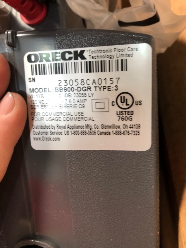 Photo 4 of ORECK COMMERCIAL XL Pro 5 Super Compact Canister Bagged Vacuum Cleaner with Attachments, Lightweight, Carriable Portable Professional Grade, BB900-DGR, Black Super Compact Canister Vacuum