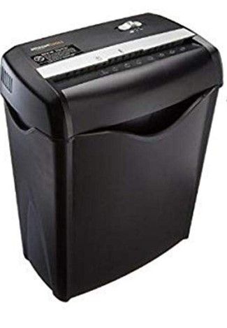 Photo 1 of Amazon Basics 6-Sheet Cross-Cut Paper Shredder and Shredder Sharpening & Lubricant Sheets (Pack of 24) Bundle