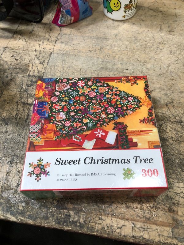 Photo 2 of 300 Piece Christmas Tree Puzzle for Adults Seniors Large Pieces Candy Cane Gingerbread Man House Holiday Family Puzzle Gifts for All Puzzlers