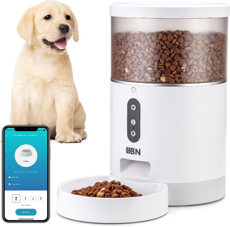 Photo 1 of **MISSING REMOTE & CORD ***HBN Automatic Cat Feeders, 4L Dog Food Dispenser Dry Food,Work with Alexa and Voice Recorder,2.4Ghz Wi-Fi Enabled App Control