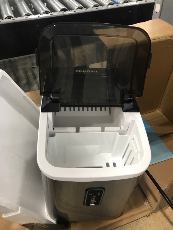 Photo 3 of ***PARTS ONLY NOT FUNCTIONAL***EUHOMY Ice Maker Machine Countertop, 27 lbs in 24 Hours, 9 Cubes Ready in 6 Mins, Electric ice Maker and Compact Potable ice Maker with Ice Scoop and Basket. Perfect for Home/Kitchen/Office.(Sliver) 27lbs/Day Silver 1