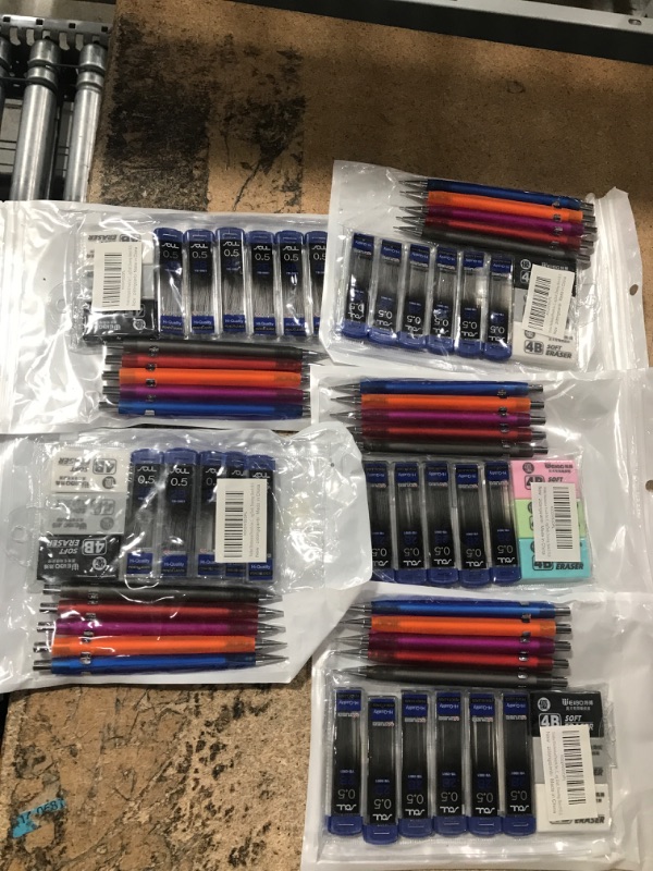 Photo 2 of ** BUNDLE SCHOOL/OFFICE Weibo Mechanical Pencils Set, Cute Automatic Drafting Pencil Triangular Grip Mechanical Pencil Graph With 6 Tubes 2B Pencil Leads And 3 4B Erasers (0.5) 0.50 Millimeters