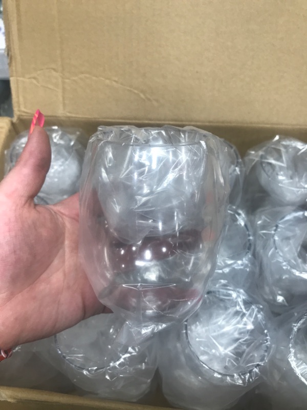 Photo 3 of 24 piece Stemless Unbreakable Crystal Clear Plastic Wine Glasses Set of 24 (12 Ounces)