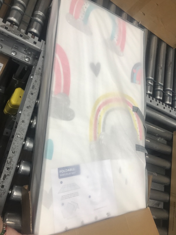 Photo 1 of Baby Play Mat, 71x79 Inches Foldable Play Mat, Non-Toxic Waterproof Playmat for Babies and Toddlers Kids, Reversible Baby Crawling Mat for Indoor & Outdoor, Foam Play Mat for Baby Rainbow