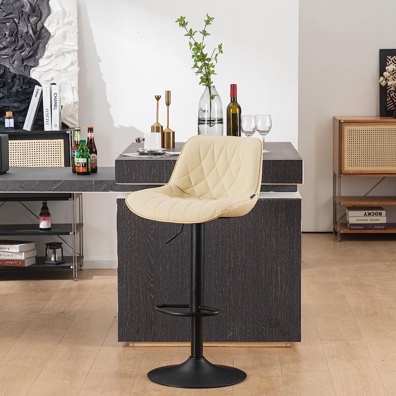 Photo 1 of  Bar Stools Adjustable Barstool Swivel Counter Height Bar Stoosl Soft Thicked Faux Leather Bar Chairs