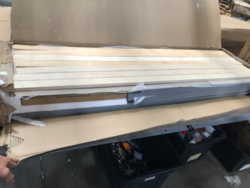 Photo 1 of Tatub Queen Floor Bed with Safety Guardrails and Slats, Toddler Floor Bed Frame Queen Size for Girls and Boys, Wood Montessori Floor Bed for Kids, Queen-Grey Floor Bed Queen (U.S. Standard) Grey