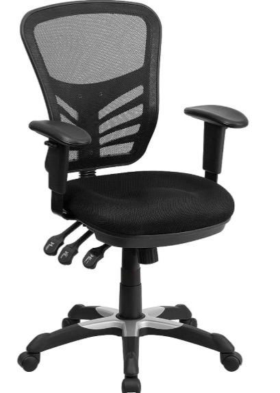 Photo 1 of Flash Furniture Nicholas Mid-Back Black Mesh Multifunction Executive Swivel Ergonomic Office Chair with Adjustable Arms