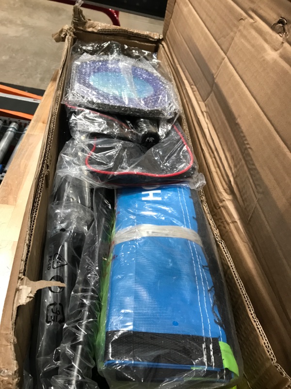 Photo 1 of Pickle Ball Set with Net for Driveway Portable Regulation Size Pickle Ball Net System with 4 Paddles, Outdoor Pickle Balls, Carry Bag, Weather Resistant Metal Frame Blue and Green fiberglass paddles