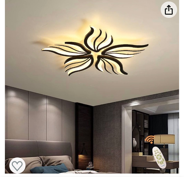 Photo 1 of Becailyer Modern Ceiling Light Fixture, 29.5" Flower Shaped Dimmable LED Chandelier with Remote Control, 48W Acrylic Flush Mount Ceiling Lamp for Living Dining Room Bedroom Kitchen Kids Room (Black)