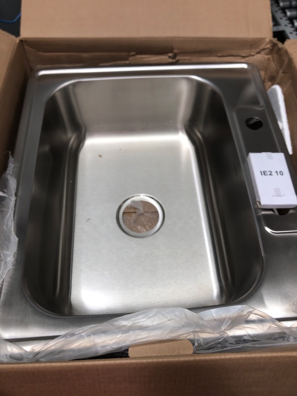 Photo 2 of **OPEN BOX MAY BE MISSING HARDWARE**
Houzer 2522-8BS3-1 Glowtone Series Topmount Stainless Steel 3-hole Single Bowl Kitchen Sink, 8-Inch depth, 20-Gauge, Chrome, Modern 8-Inch depth, 20-Gauge, 3 holes