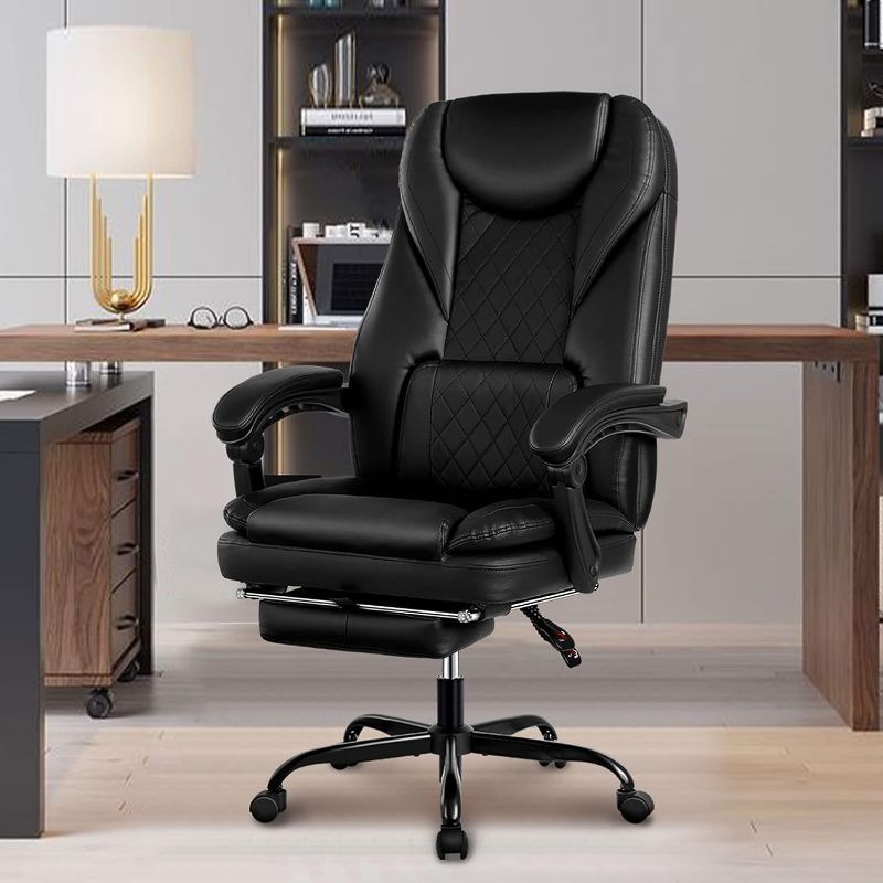 Photo 1 of Guessky Executive Office Chair, Big and Tall Office Chair with Foot Rest Reclining Leather Chair High Back Home Office Desk Chair with Lumbar Support...
