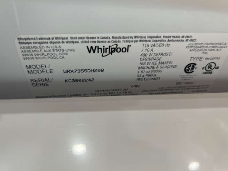 Photo 6 of ***MISSING PARTS - SEE NOTES***
 Whirlpool 24.5-cu ft 4-Door French Door Refrigerator with Ice Maker (Fingerprint Resistant Stainless Steel