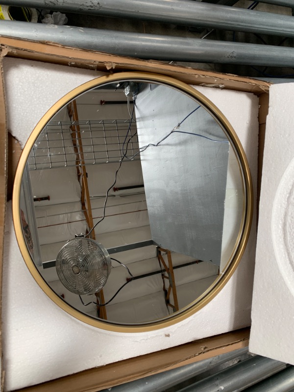 Photo 2 of 18 Inch Round Wall Circle Mirror,Large Gold Metal Framed Wall-Mounted Hanging Mirror for for Bathroom Decor,Vanity Bedroom, Living Room, Entryway Gold 18"